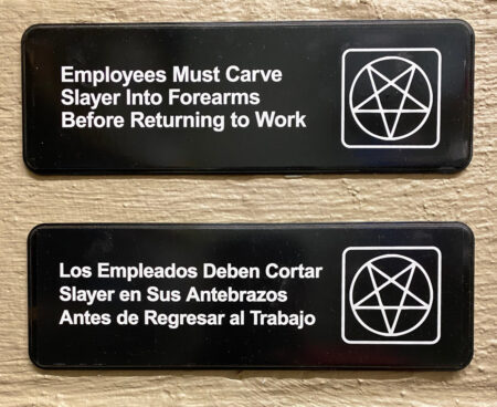Employees Must Carve Slayer Into Forearms Before Returning to Work