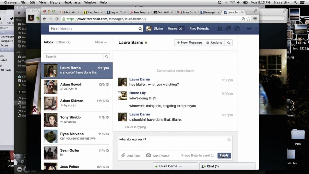 Facebook screen from Unfriended