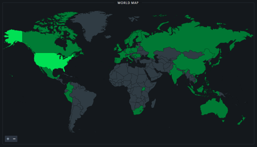 World Map of movies watched