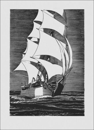 The Pequod from Moby-Dick, illustration by Rockwell Kent from the 1930 edition